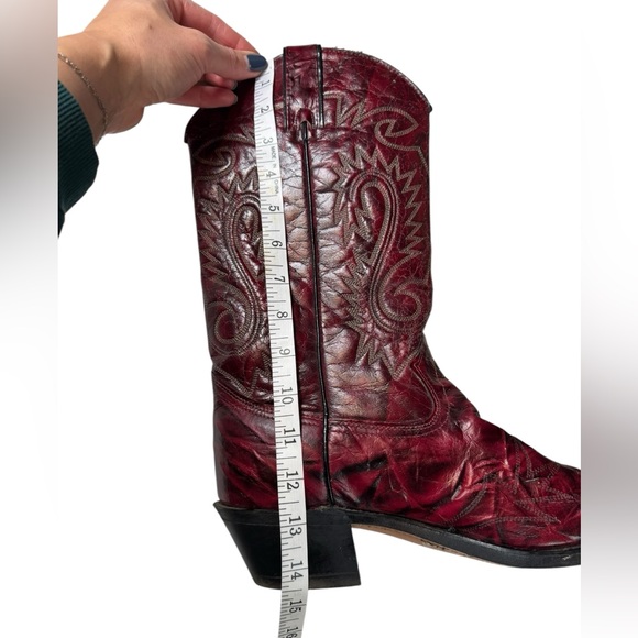 Vintage Sheplers Red Leather Cowboy Boots Size 10D Western Rodeo Distressed - Picture 4 of 9
